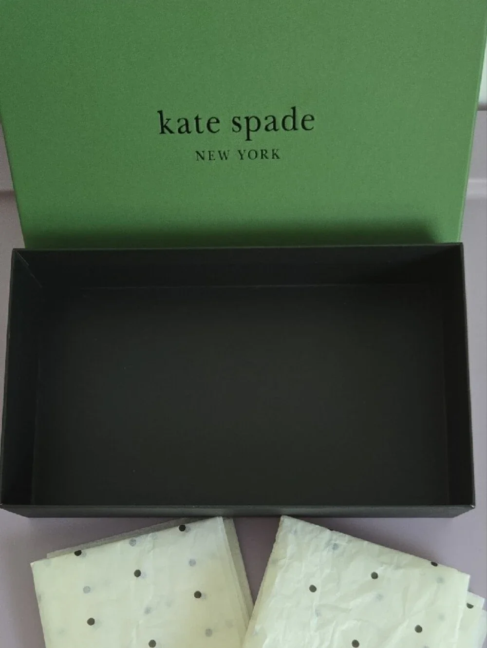 Kate Spade Green Gift Box Yellow Polka Dot Gift Tissue